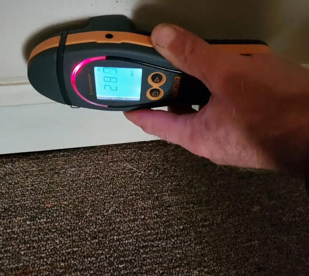 Moisture detection at baseboard during Sewage Cleanup & Sanitation in West Cocalico